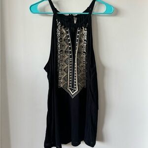 INC International Concepts Black/Gold High Neck Tank